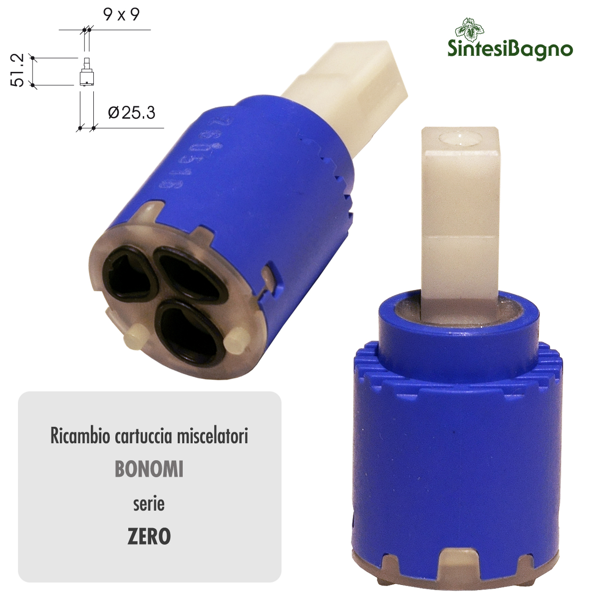 Cartuccia ceramica BONOMI Ø mm 25 per rubinetterie serie ZERO